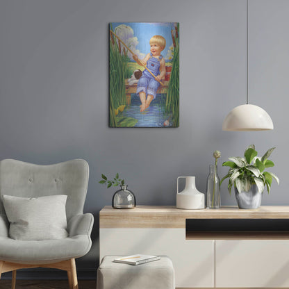 Luxe Metal Art 'Fishin' by Christopher Nick, Metal Wall Art,16x24