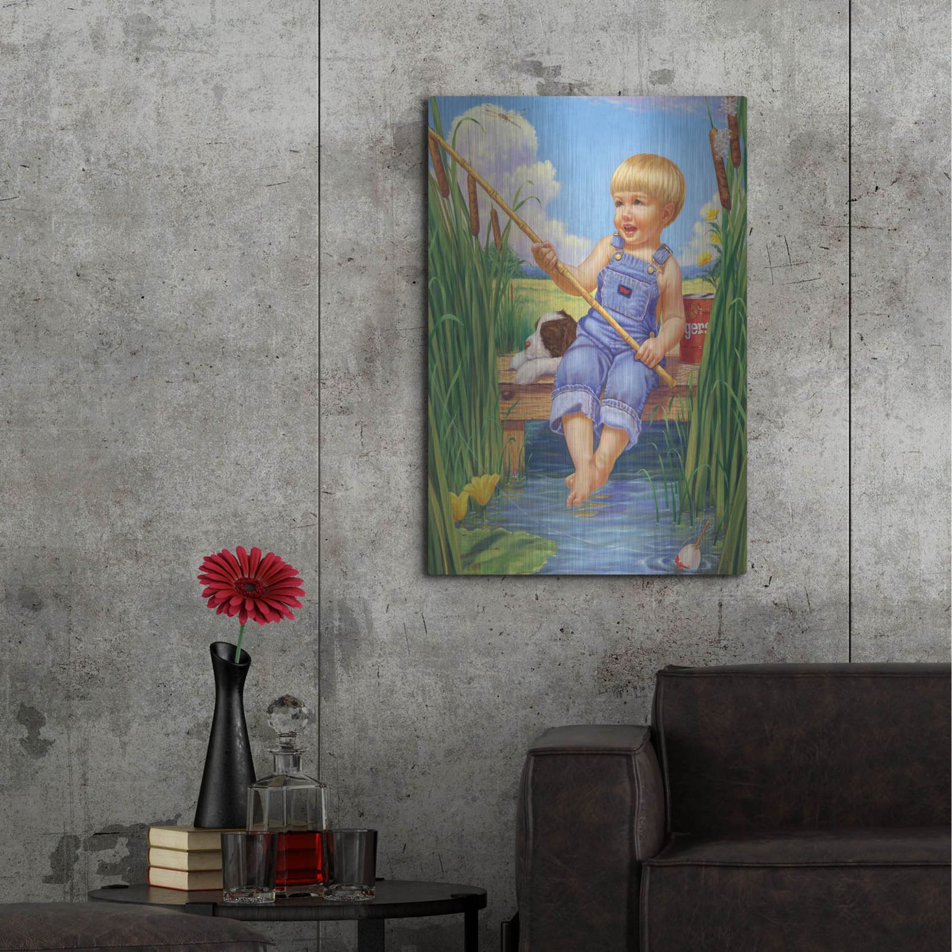 Luxe Metal Art 'Fishin' by Christopher Nick, Metal Wall Art,24x36