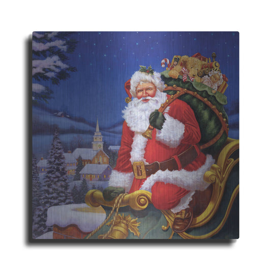 Luxe Metal Art 'Roof Top Santa' by Christopher Nick, Metal Wall Art