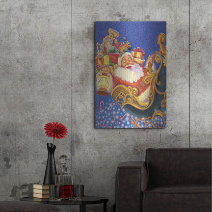 Luxe Metal Art 'Santa Sleigh Sparkles' by Christopher Nick, Metal Wall Art,24x36