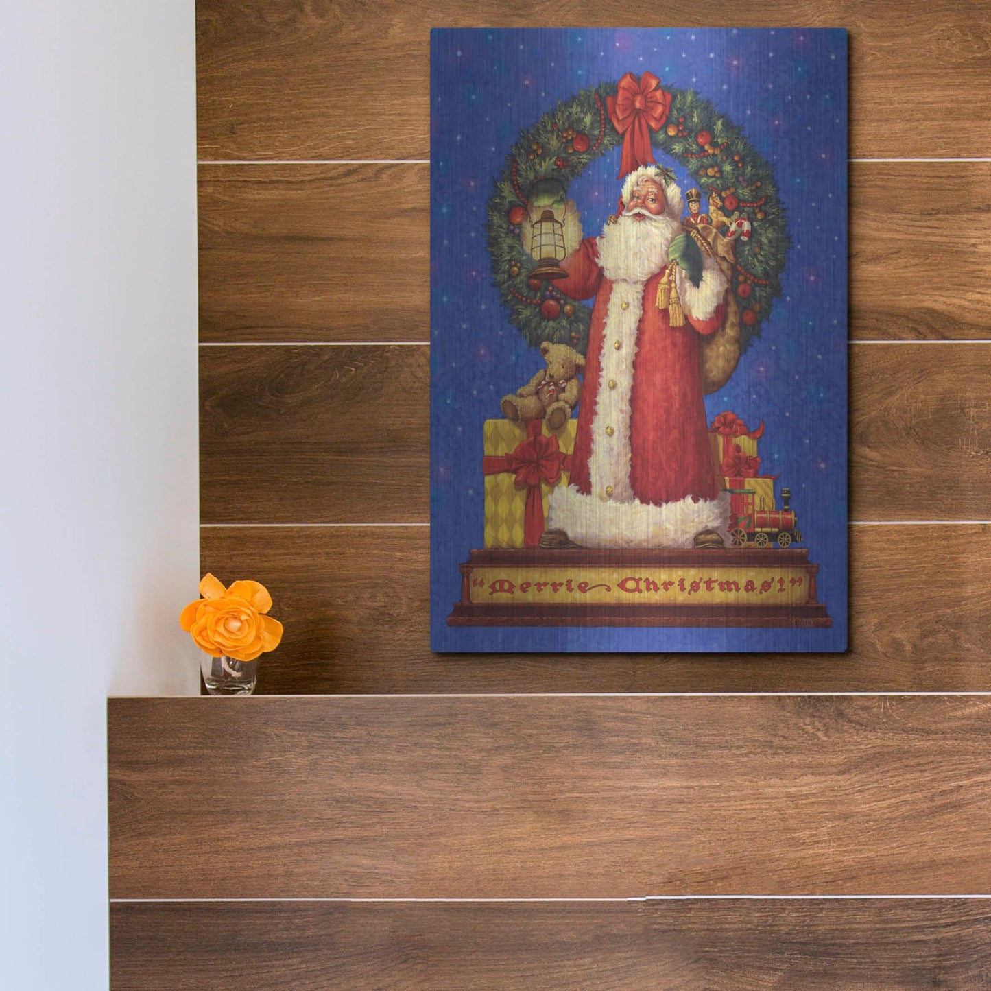 Luxe Metal Art 'Victorian Santa' by Christopher Nick, Metal Wall Art,12x16