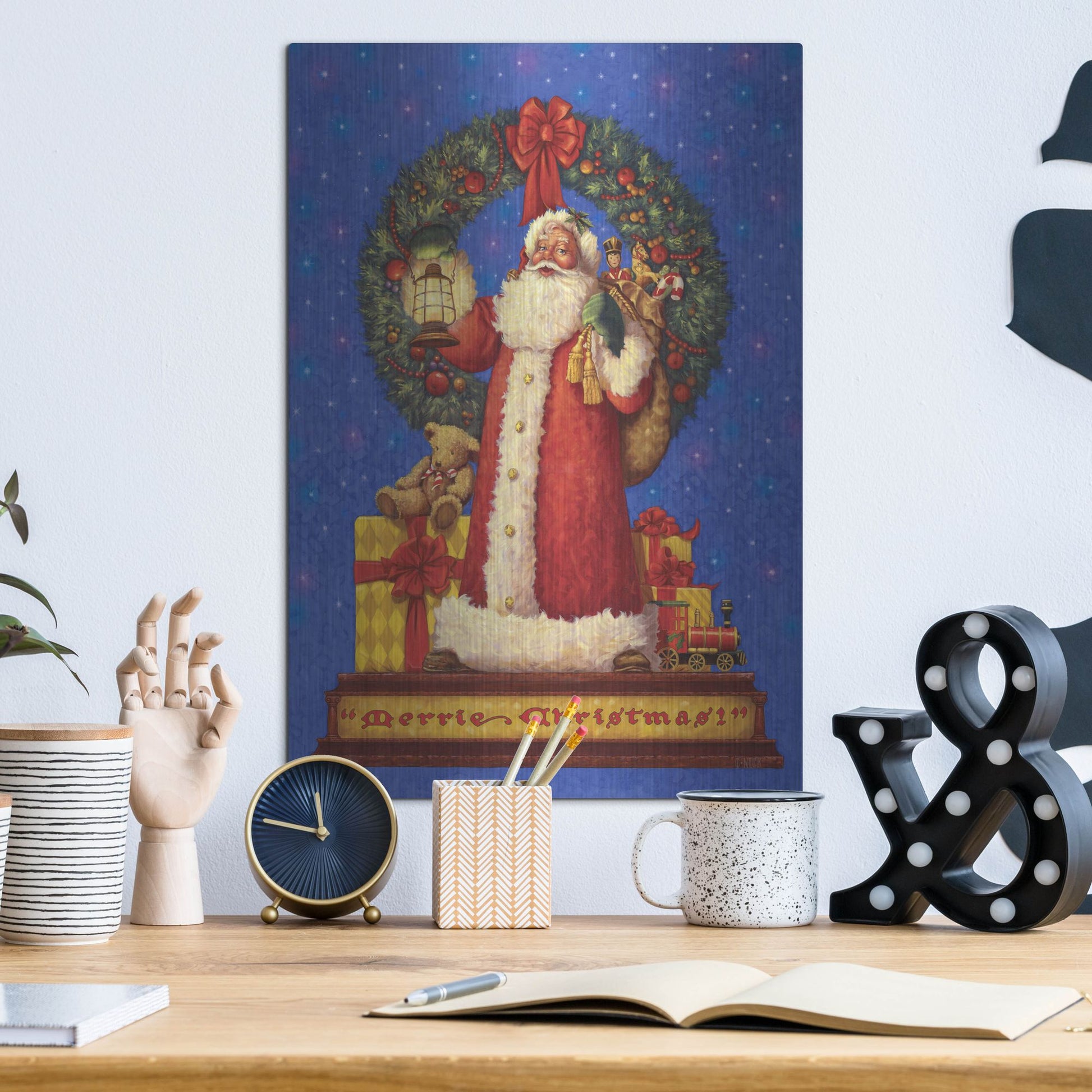 Luxe Metal Art 'Victorian Santa' by Christopher Nick, Metal Wall Art,12x16