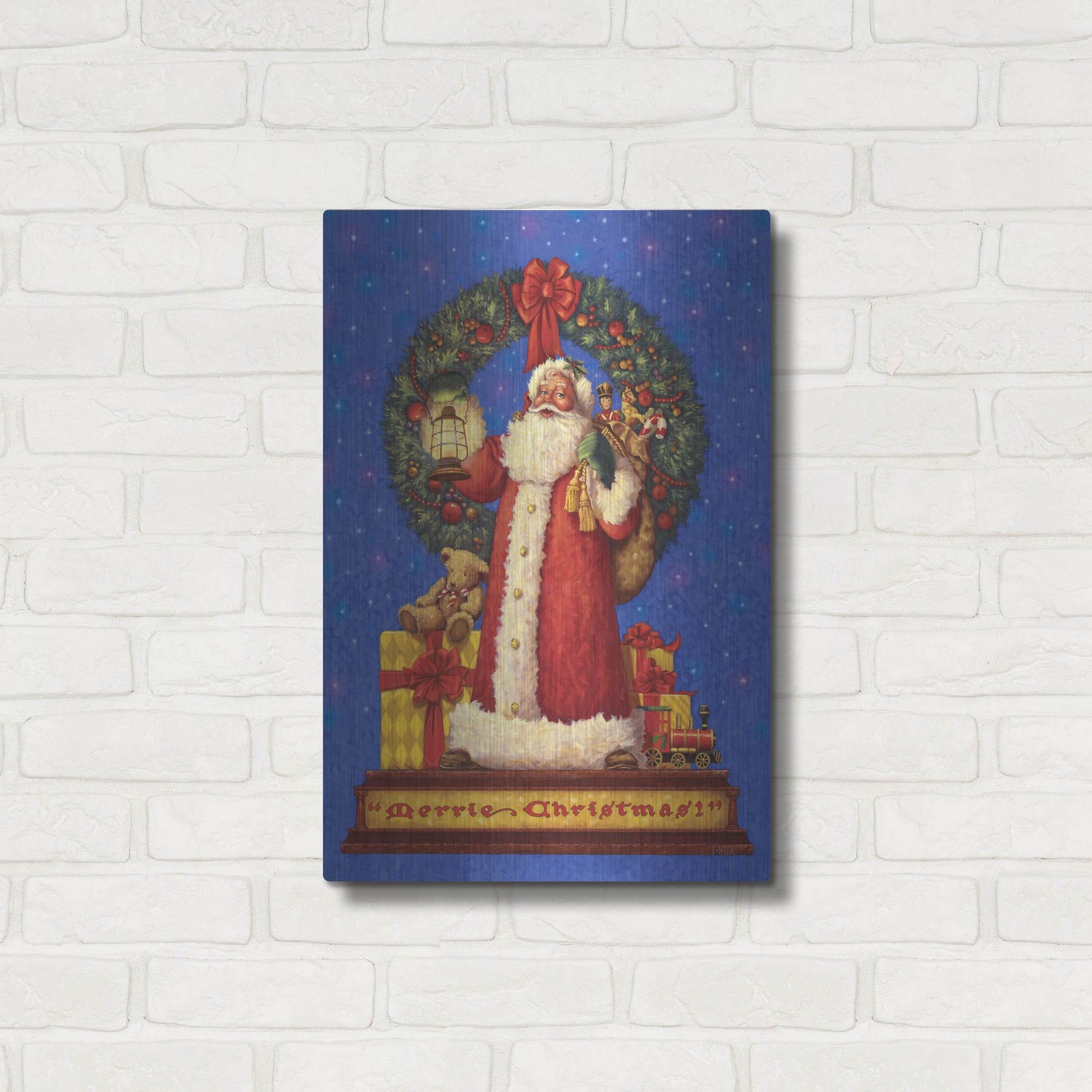 Luxe Metal Art 'Victorian Santa' by Christopher Nick, Metal Wall Art,16x24