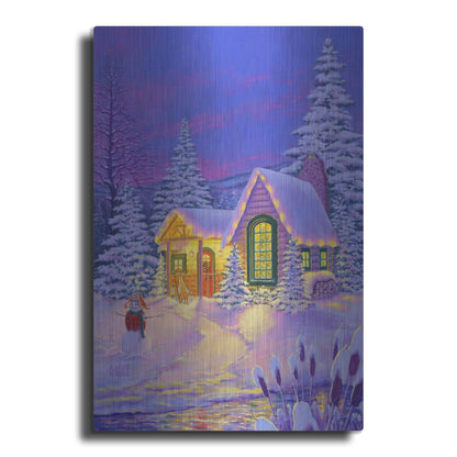 Luxe Metal Art 'Xmas Cabin' by Christopher Nick, Metal Wall Art