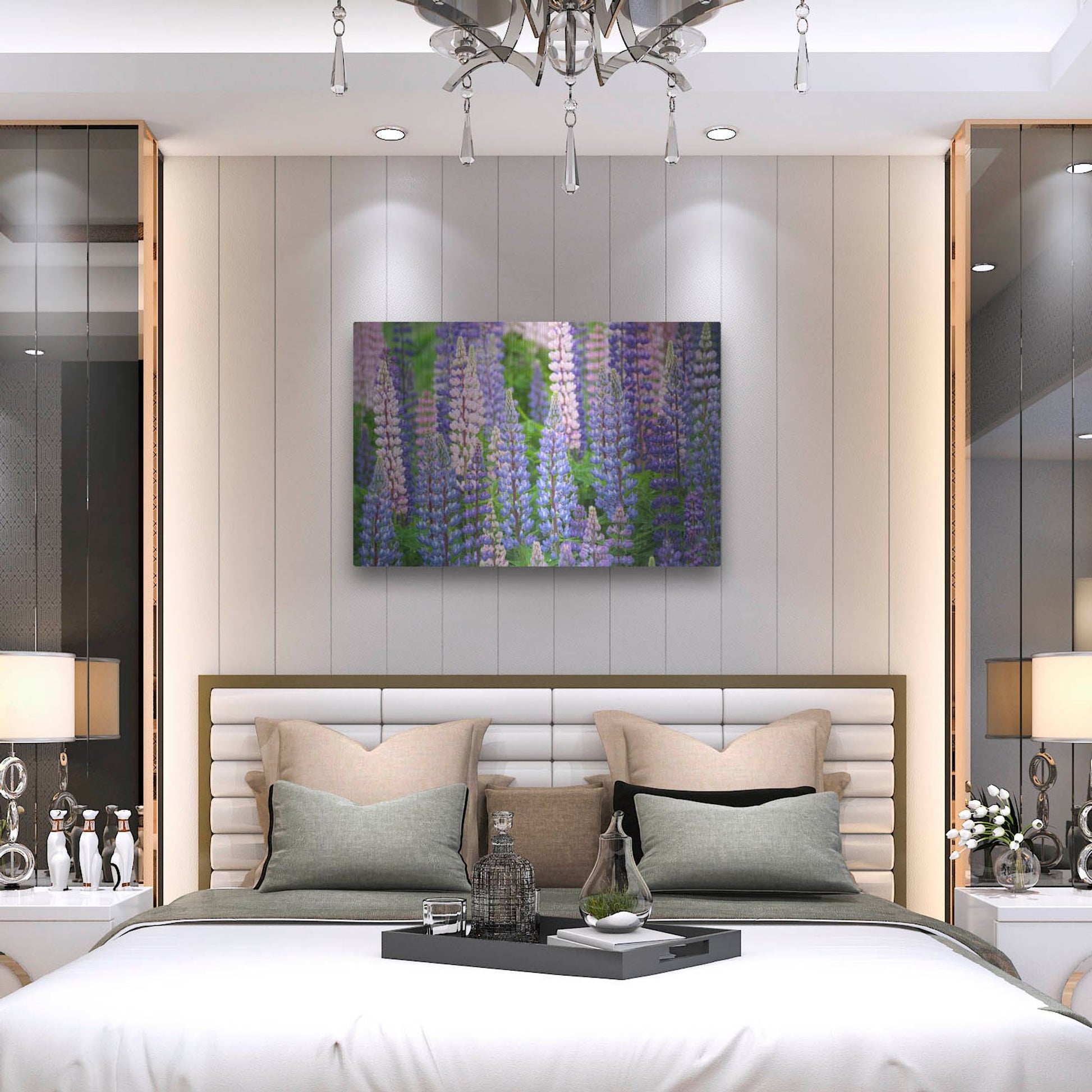 Luxe Metal Art 'Blue Pink Lupine Field' by Cora Niele, Metal Wall Art,36x24