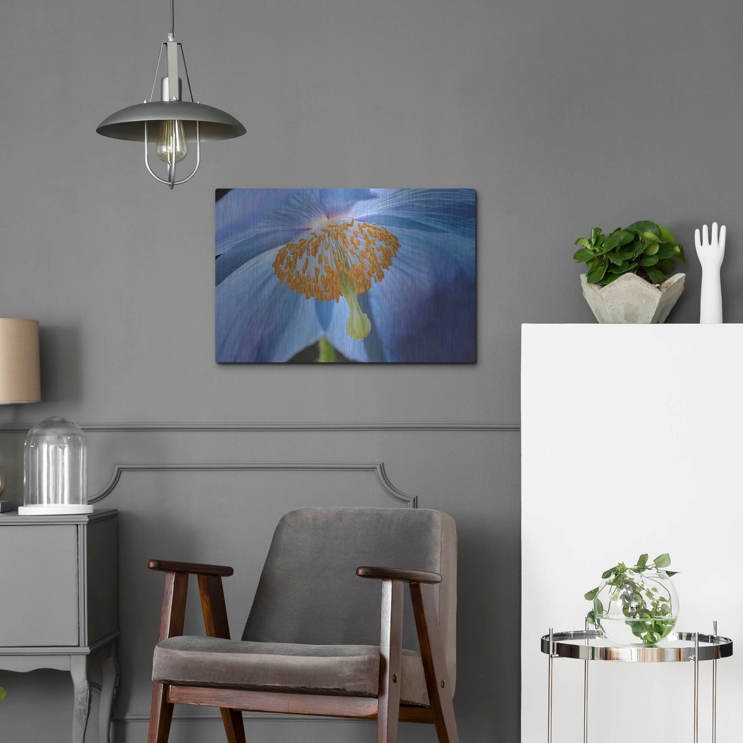 Luxe Metal Art 'Blue Poppy' by Cora Niele, Metal Wall Art,24x16