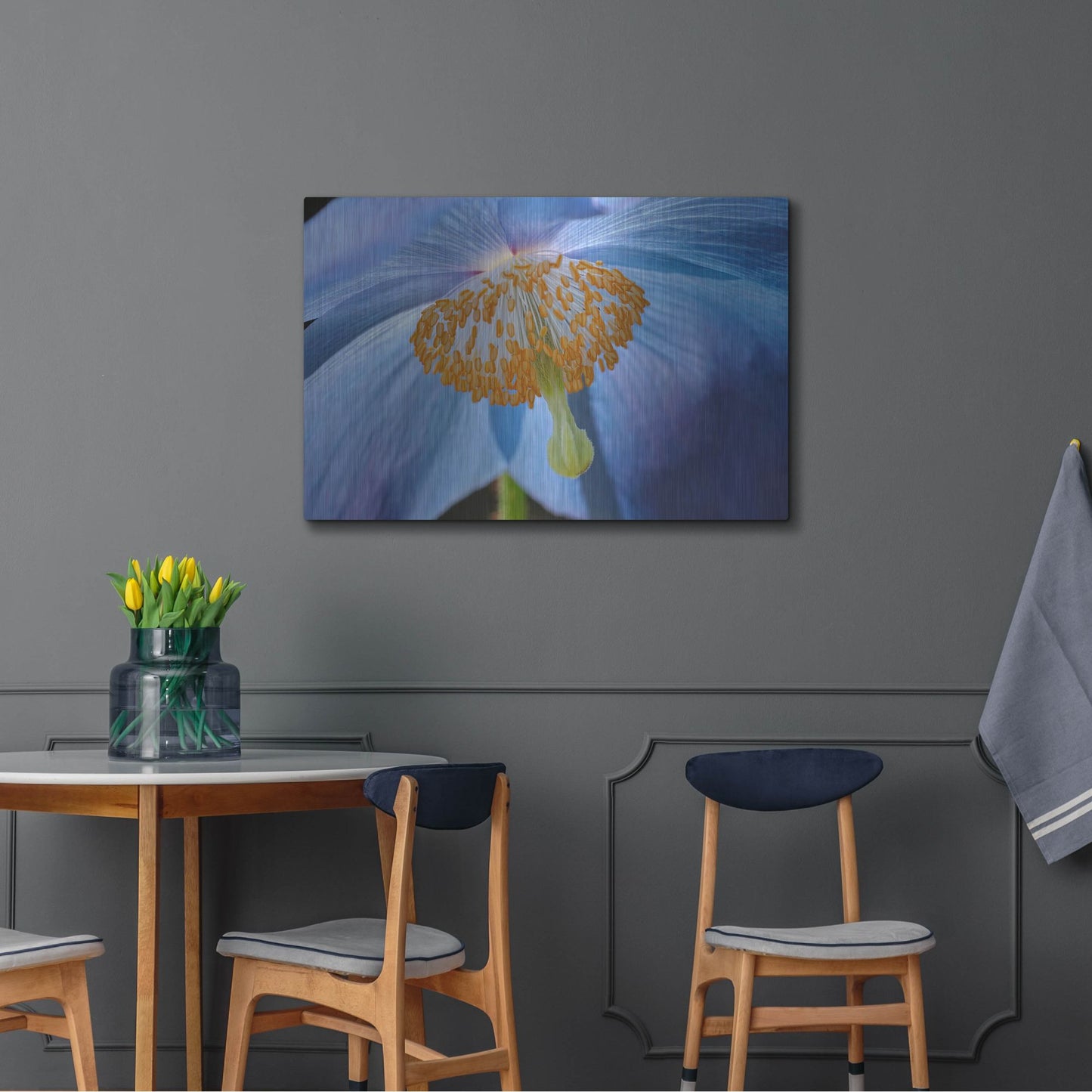 Luxe Metal Art 'Blue Poppy' by Cora Niele, Metal Wall Art,36x24