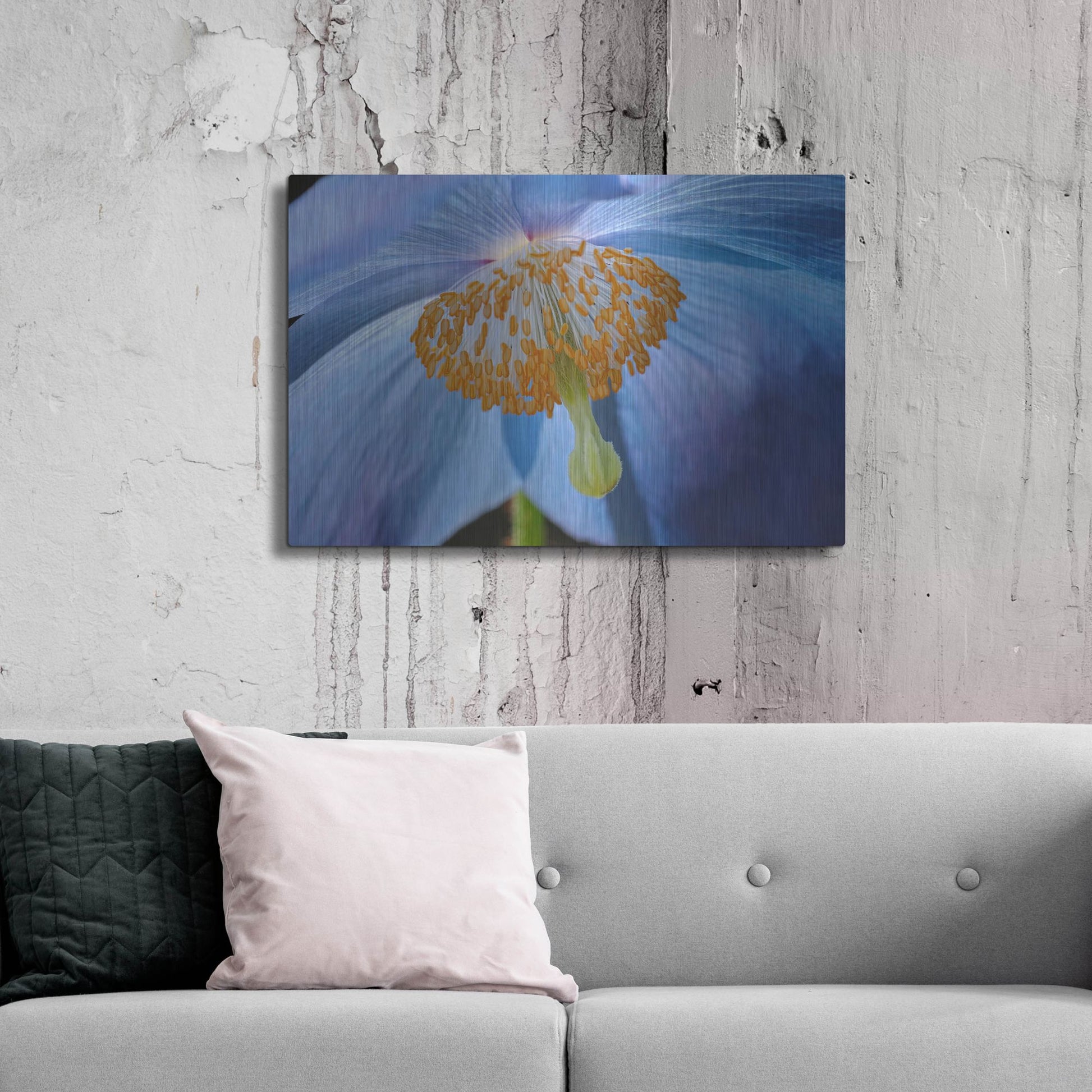 Luxe Metal Art 'Blue Poppy' by Cora Niele, Metal Wall Art,36x24