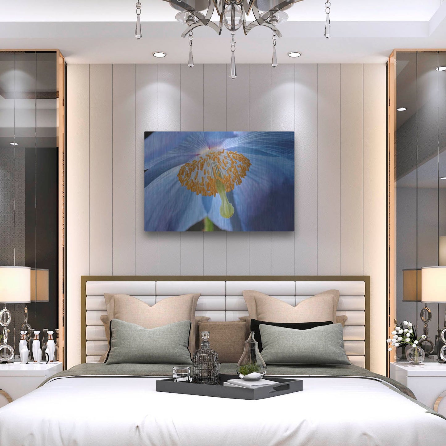 Luxe Metal Art 'Blue Poppy' by Cora Niele, Metal Wall Art,36x24