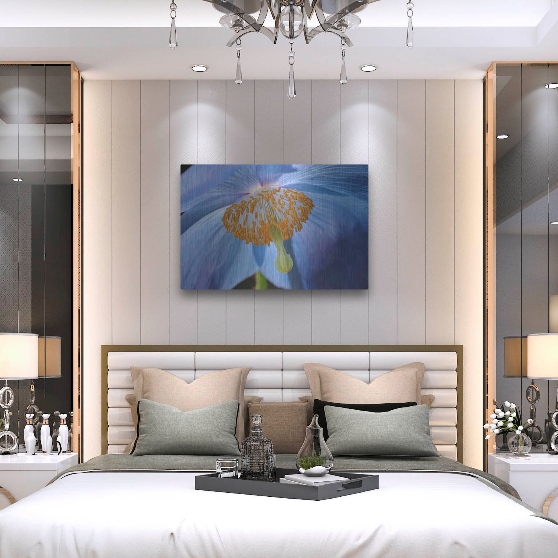 Luxe Metal Art 'Blue Poppy' by Cora Niele, Metal Wall Art,36x24