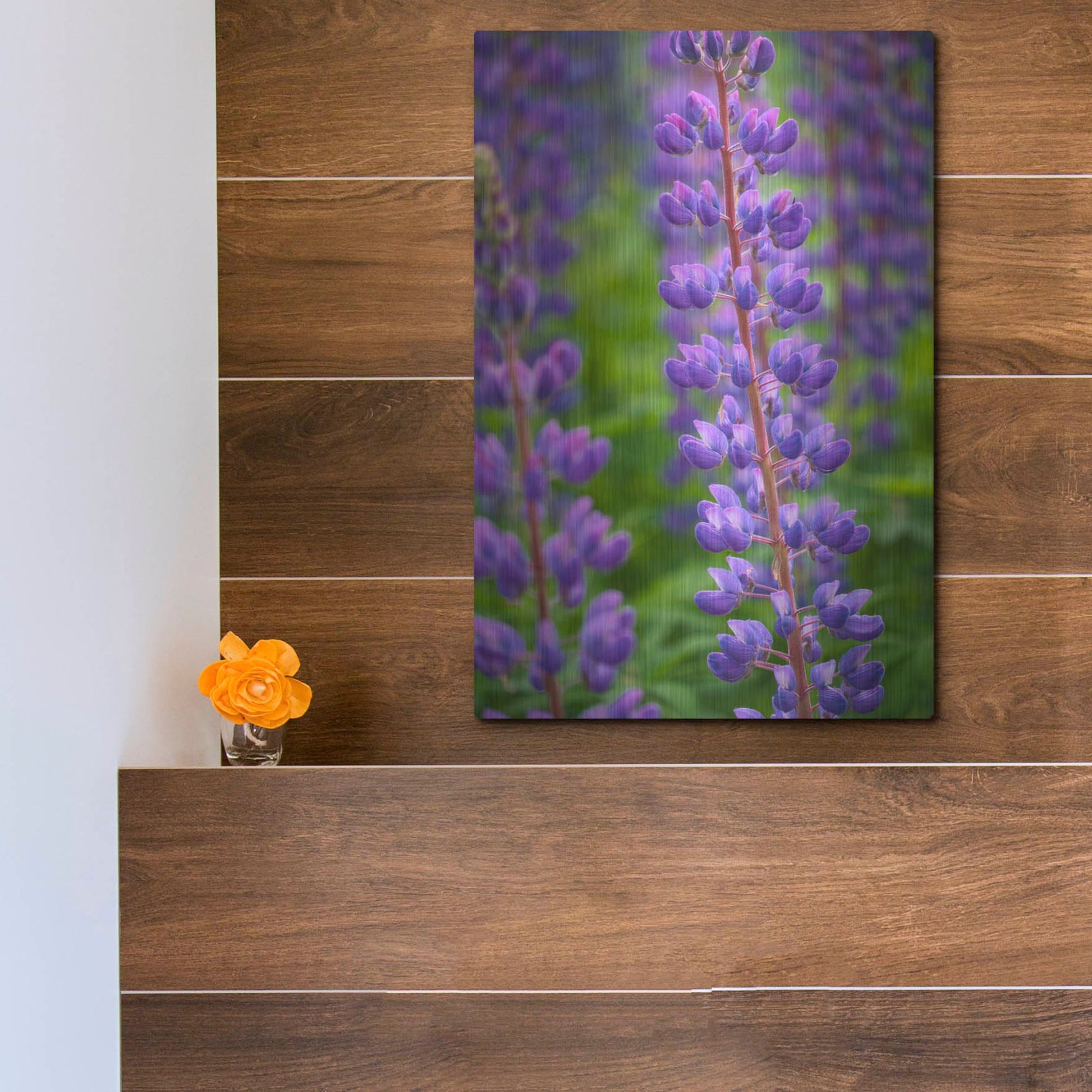 Luxe Metal Art 'Blue Violet Lupine Flower' by Cora Niele, Metal Wall Art,12x16