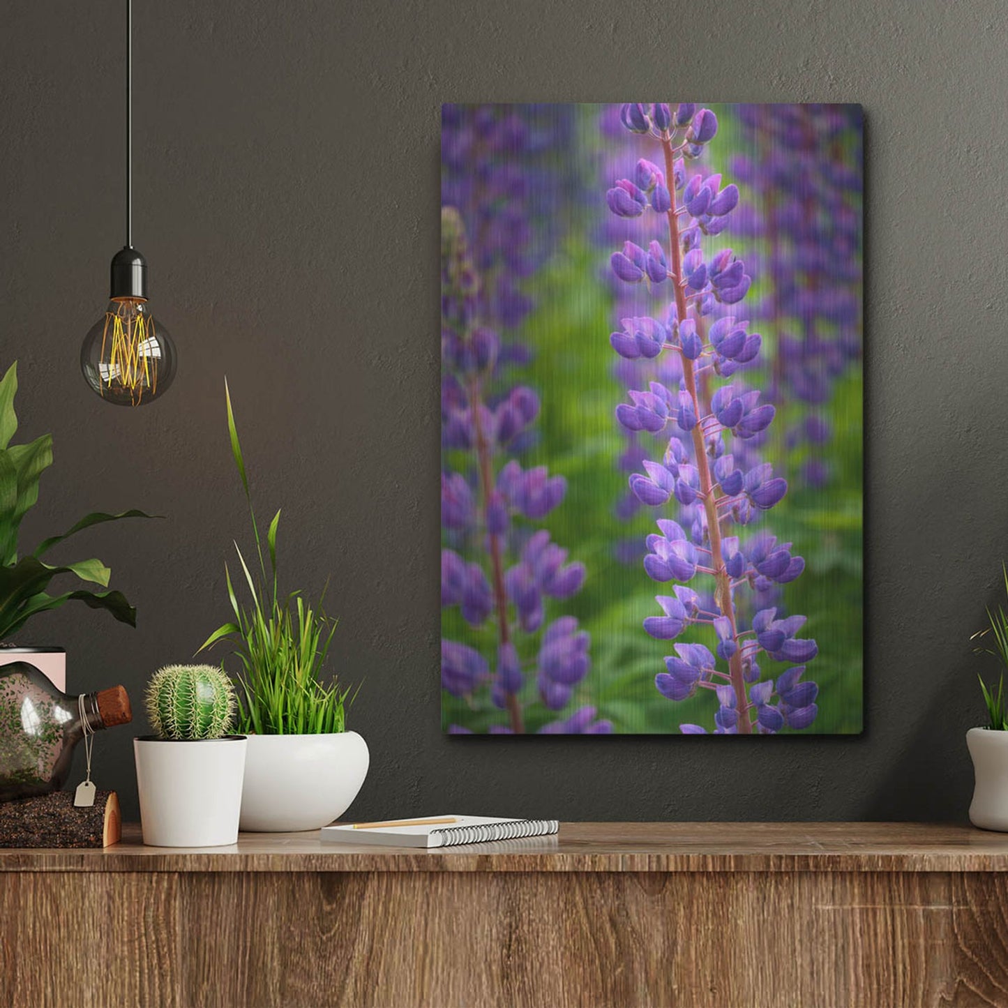 Luxe Metal Art 'Blue Violet Lupine Flower' by Cora Niele, Metal Wall Art,12x16