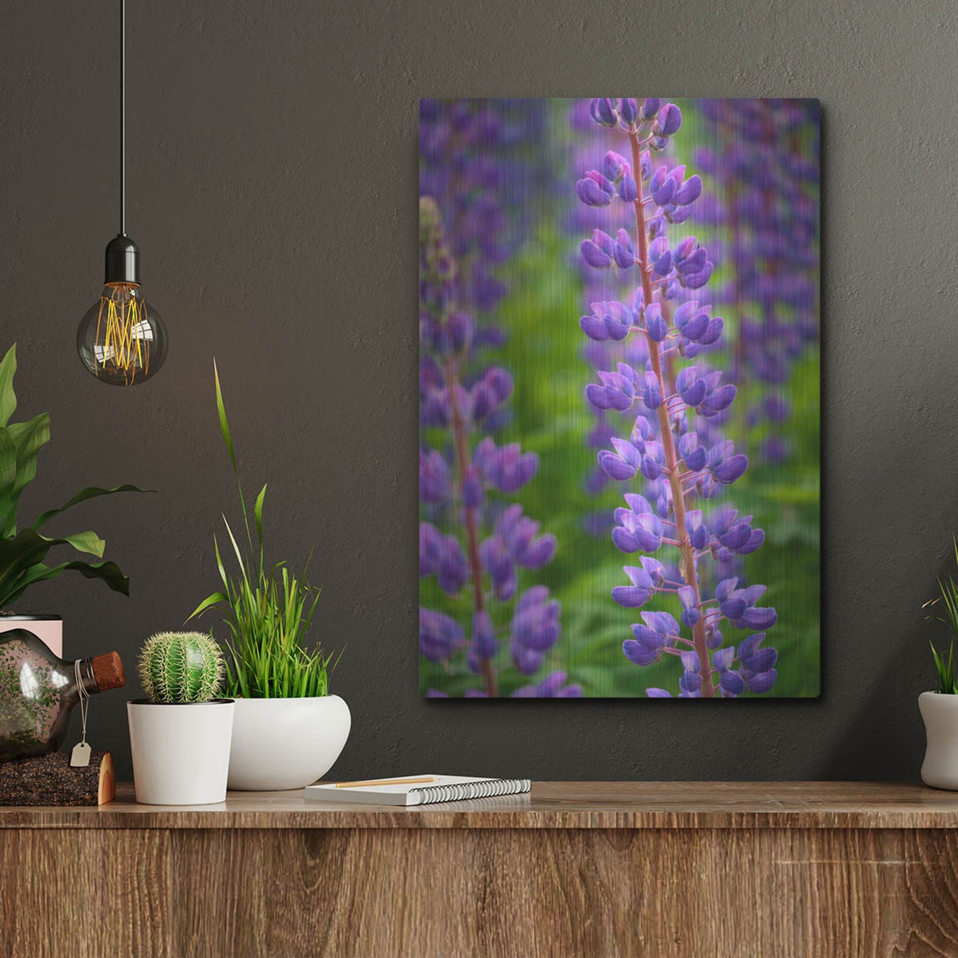 Luxe Metal Art 'Blue Violet Lupine Flower' by Cora Niele, Metal Wall Art,12x16