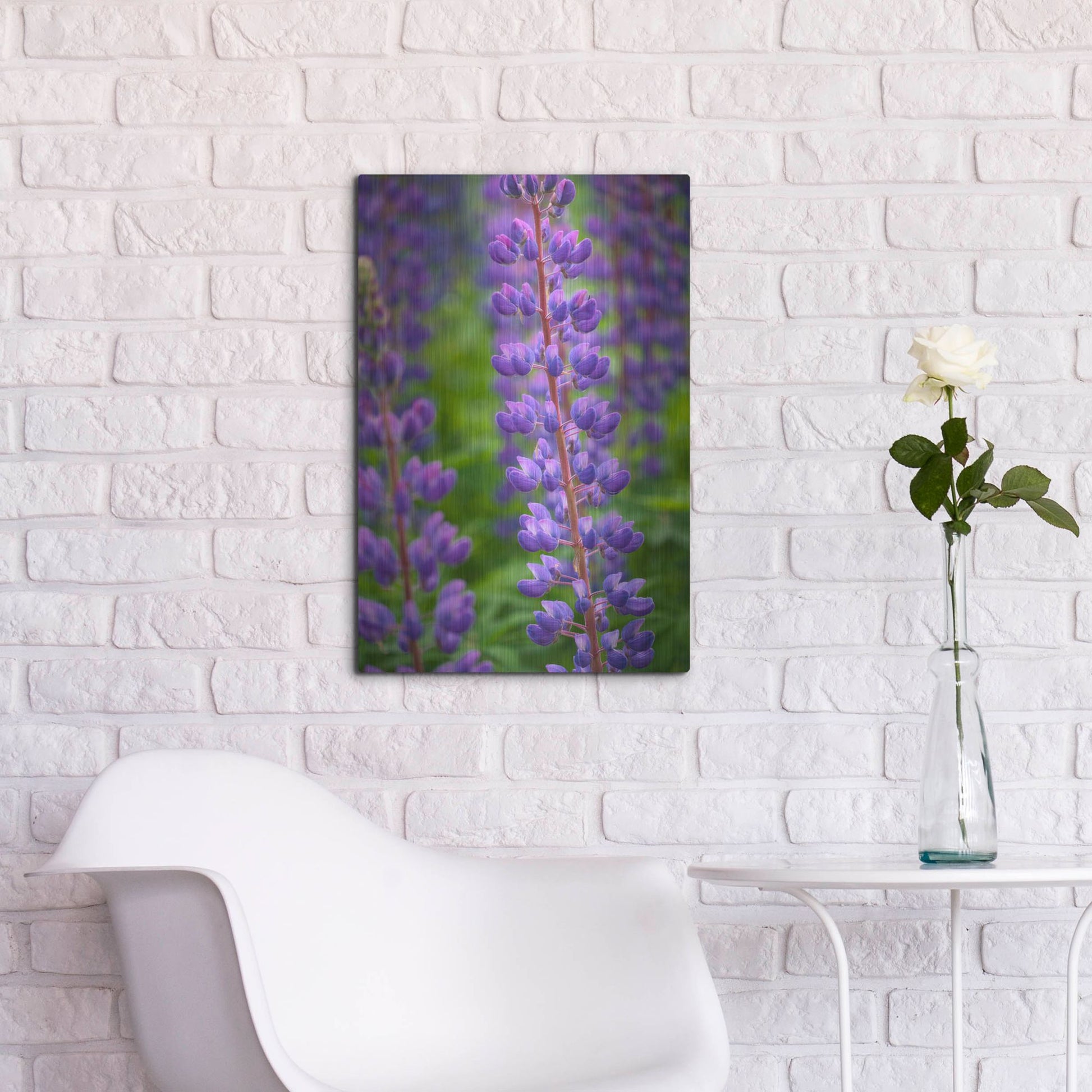 Luxe Metal Art 'Blue Violet Lupine Flower' by Cora Niele, Metal Wall Art,16x24