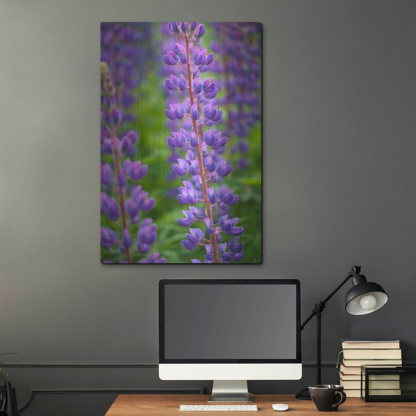 Luxe Metal Art 'Blue Violet Lupine Flower' by Cora Niele, Metal Wall Art,24x36