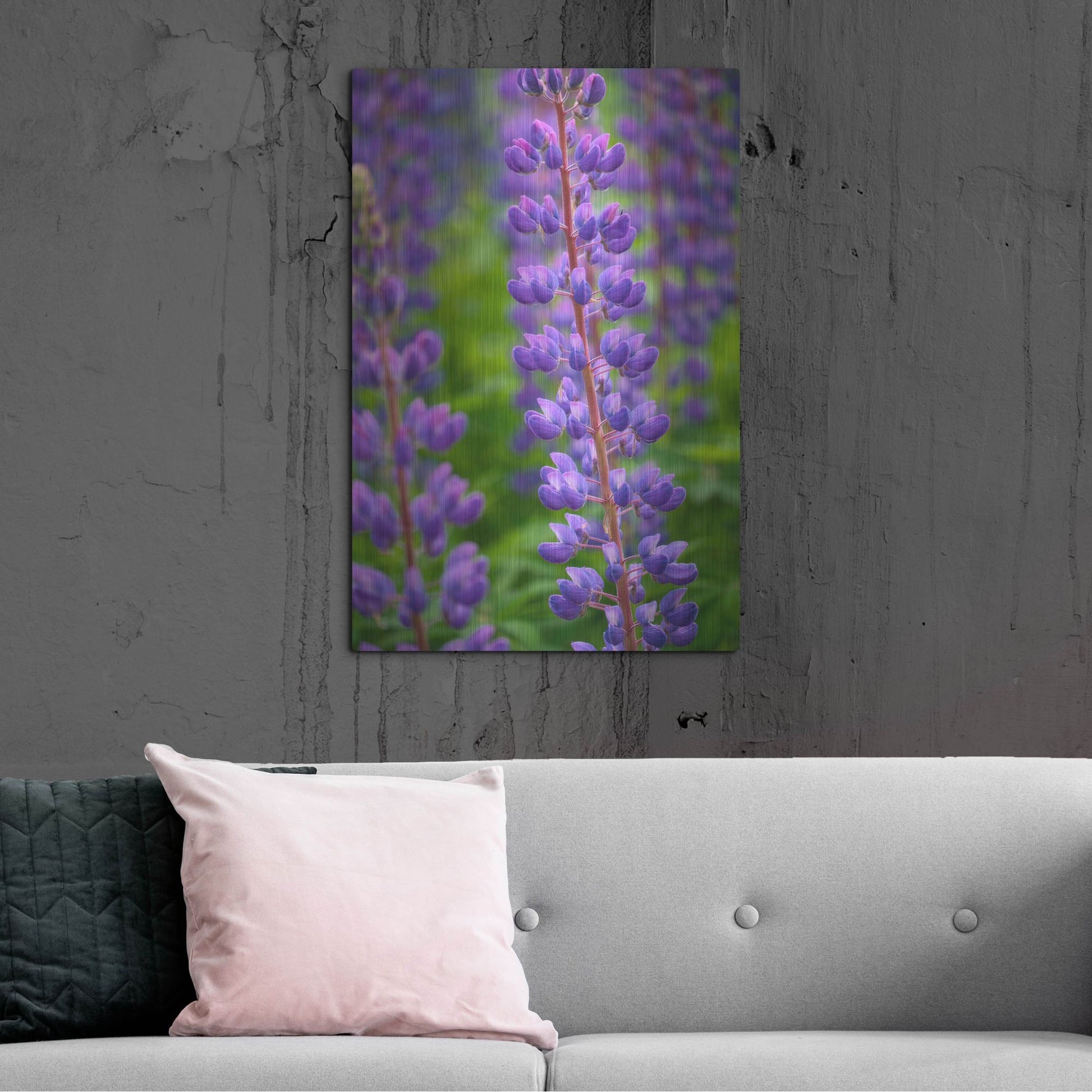 Luxe Metal Art 'Blue Violet Lupine Flower' by Cora Niele, Metal Wall Art,24x36