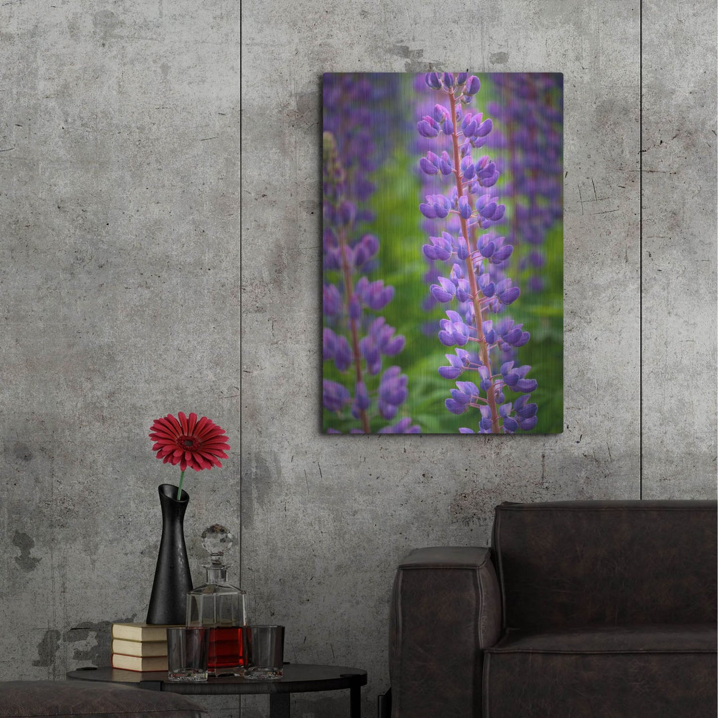 Luxe Metal Art 'Blue Violet Lupine Flower' by Cora Niele, Metal Wall Art,24x36