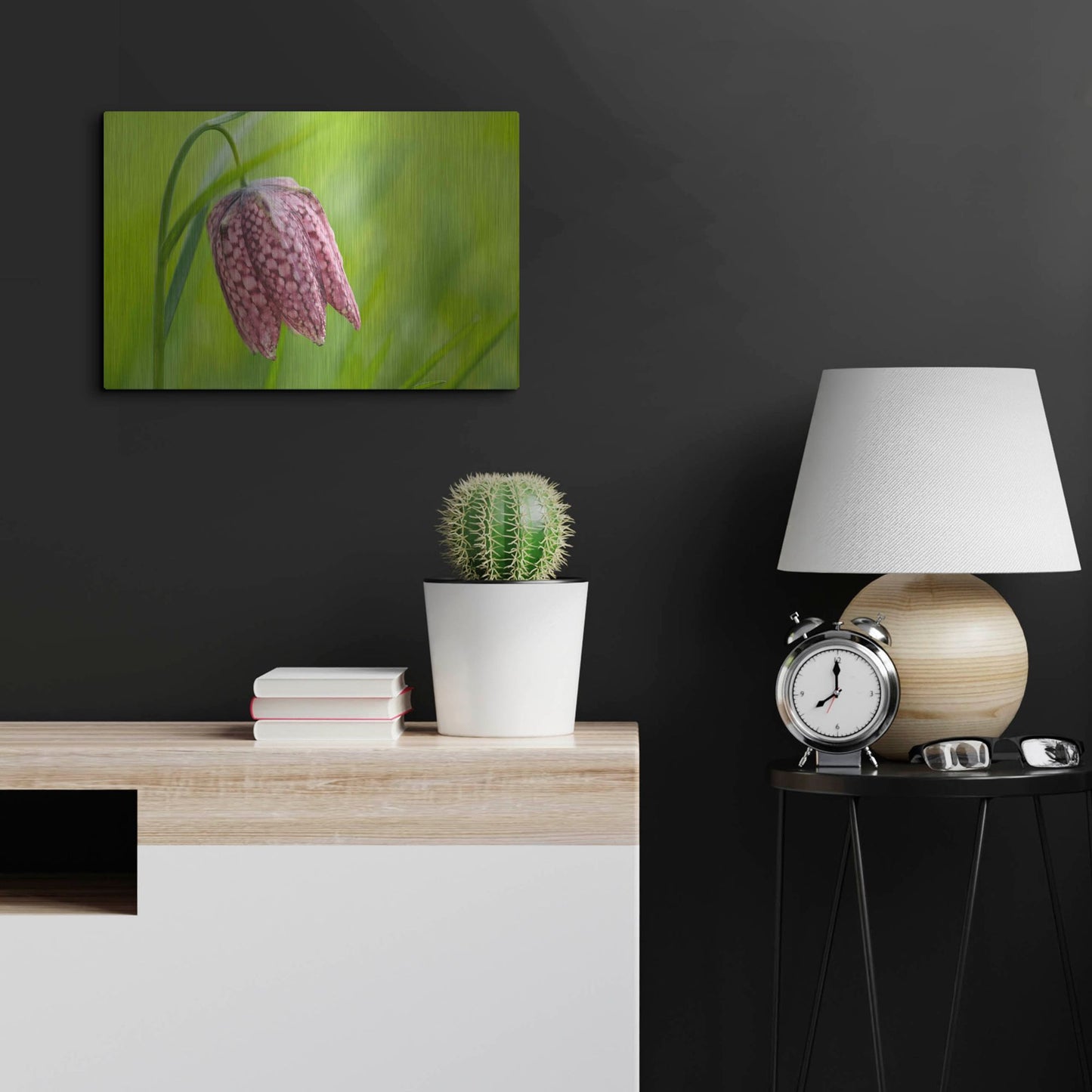 Luxe Metal Art 'Snake's Head Fritillary Flower' by Cora Niele, Metal Wall Art,24x16