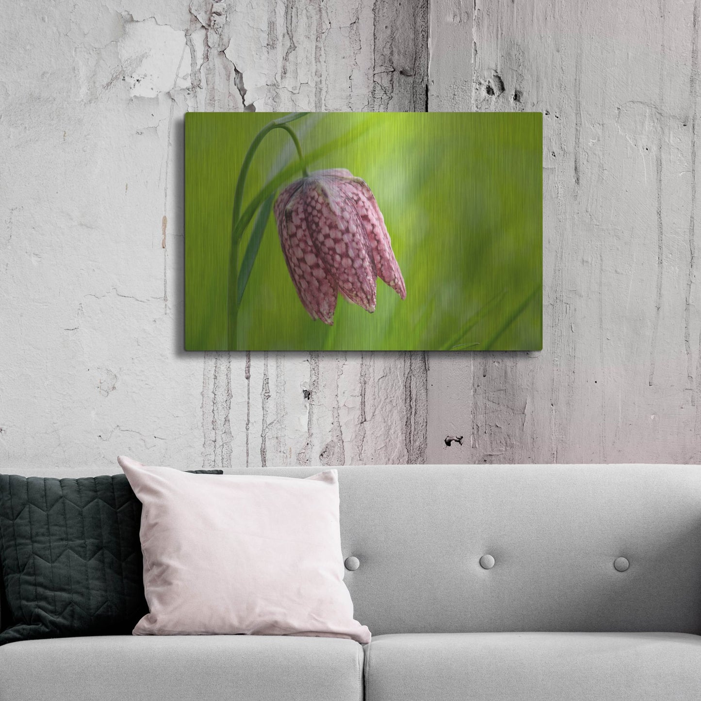 Luxe Metal Art 'Snake's Head Fritillary Flower' by Cora Niele, Metal Wall Art,36x24