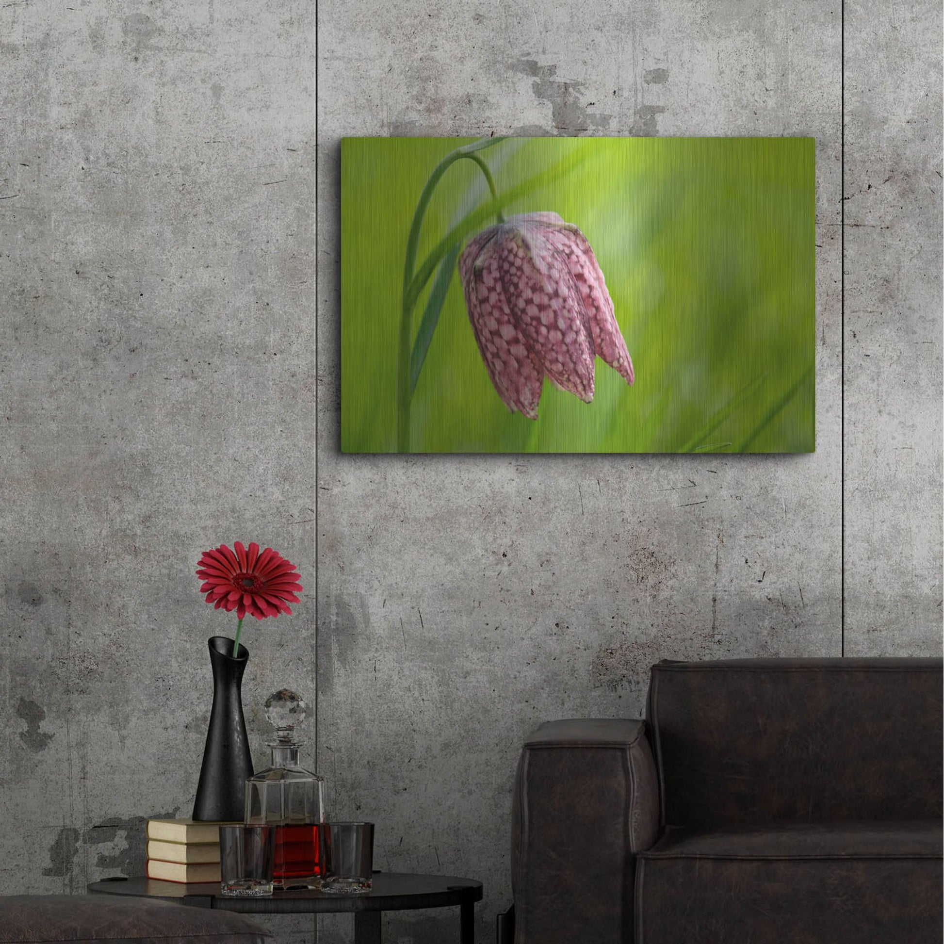 Luxe Metal Art 'Snake's Head Fritillary Flower' by Cora Niele, Metal Wall Art,36x24