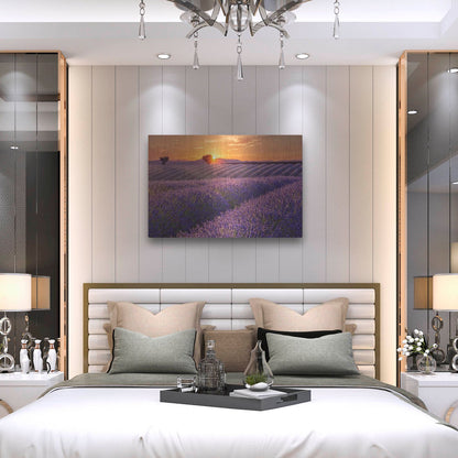 Luxe Metal Art 'Lavender Field at Sunset' by Cora Niele, Metal Wall Art,36x24