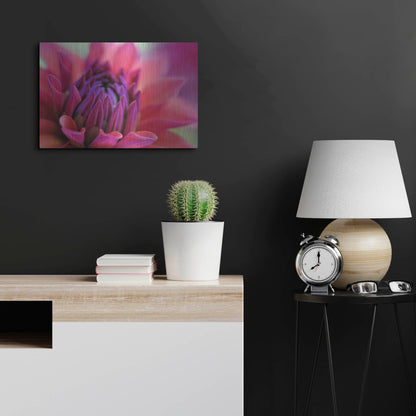 Luxe Metal Art 'Dahlia Centre Pink Purple' by Cora Niele, Metal Wall Art,24x16