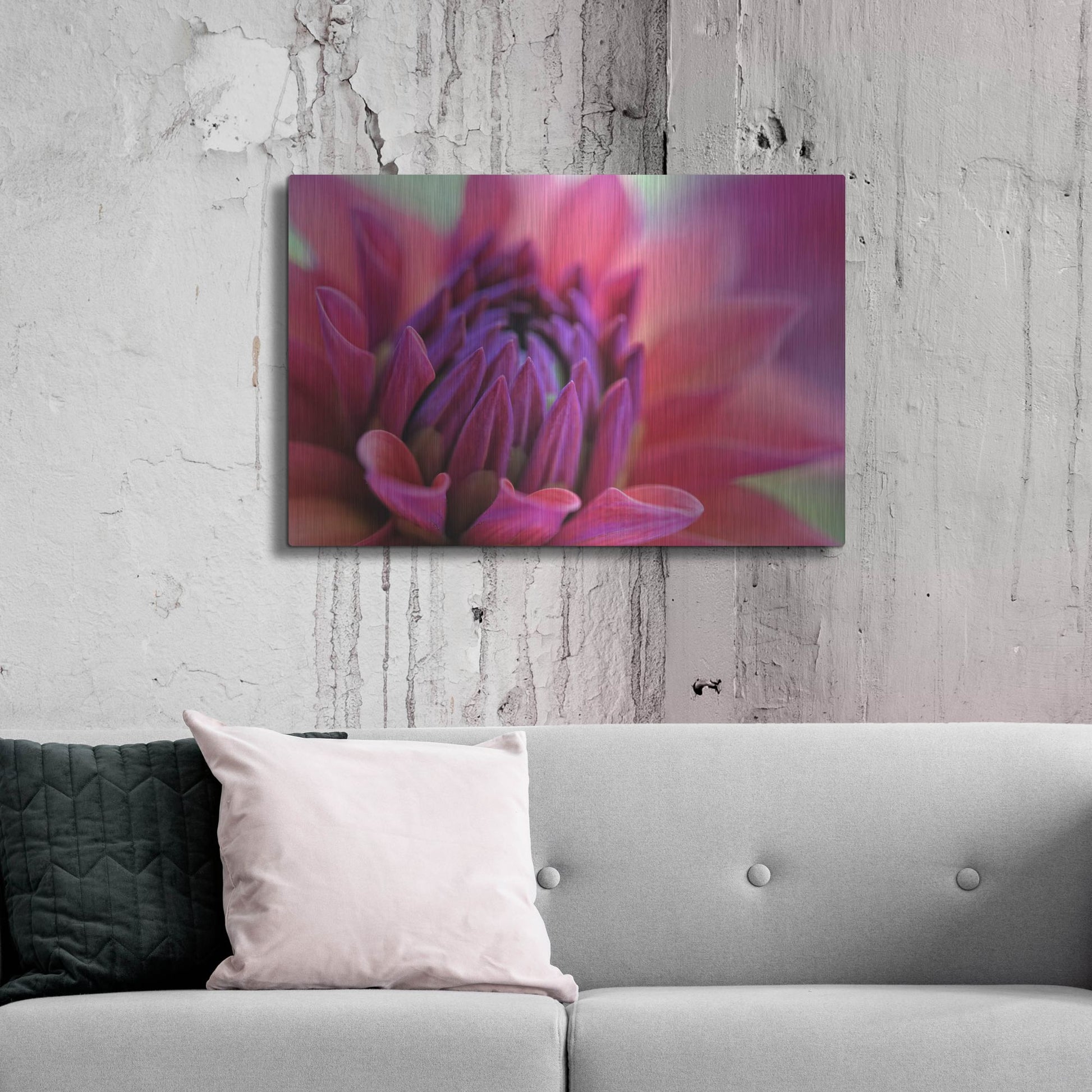 Luxe Metal Art 'Dahlia Centre Pink Purple' by Cora Niele, Metal Wall Art,36x24