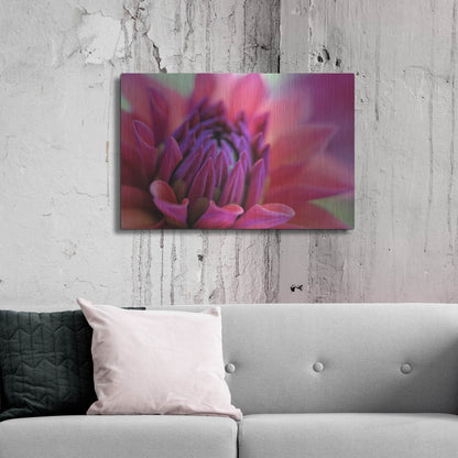 Luxe Metal Art 'Dahlia Centre Pink Purple' by Cora Niele, Metal Wall Art,36x24