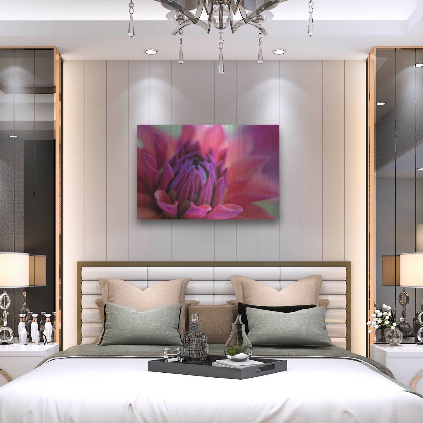 Luxe Metal Art 'Dahlia Centre Pink Purple' by Cora Niele, Metal Wall Art,36x24