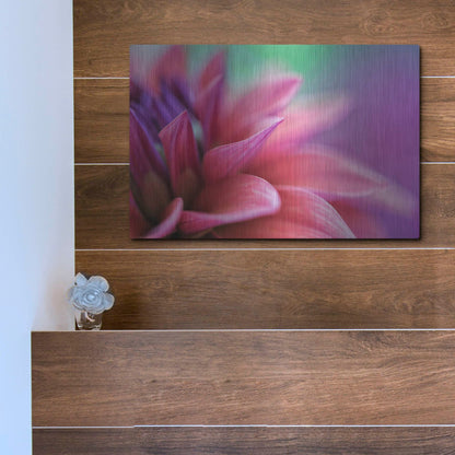 Luxe Metal Art 'Dahlia Petals Pink Purple' by Cora Niele, Metal Wall Art,16x12
