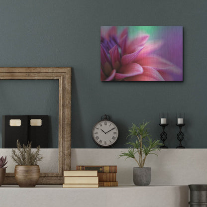 Luxe Metal Art 'Dahlia Petals Pink Purple' by Cora Niele, Metal Wall Art,16x12
