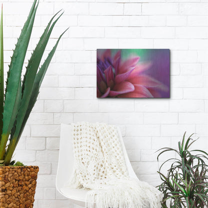 Luxe Metal Art 'Dahlia Petals Pink Purple' by Cora Niele, Metal Wall Art,16x12