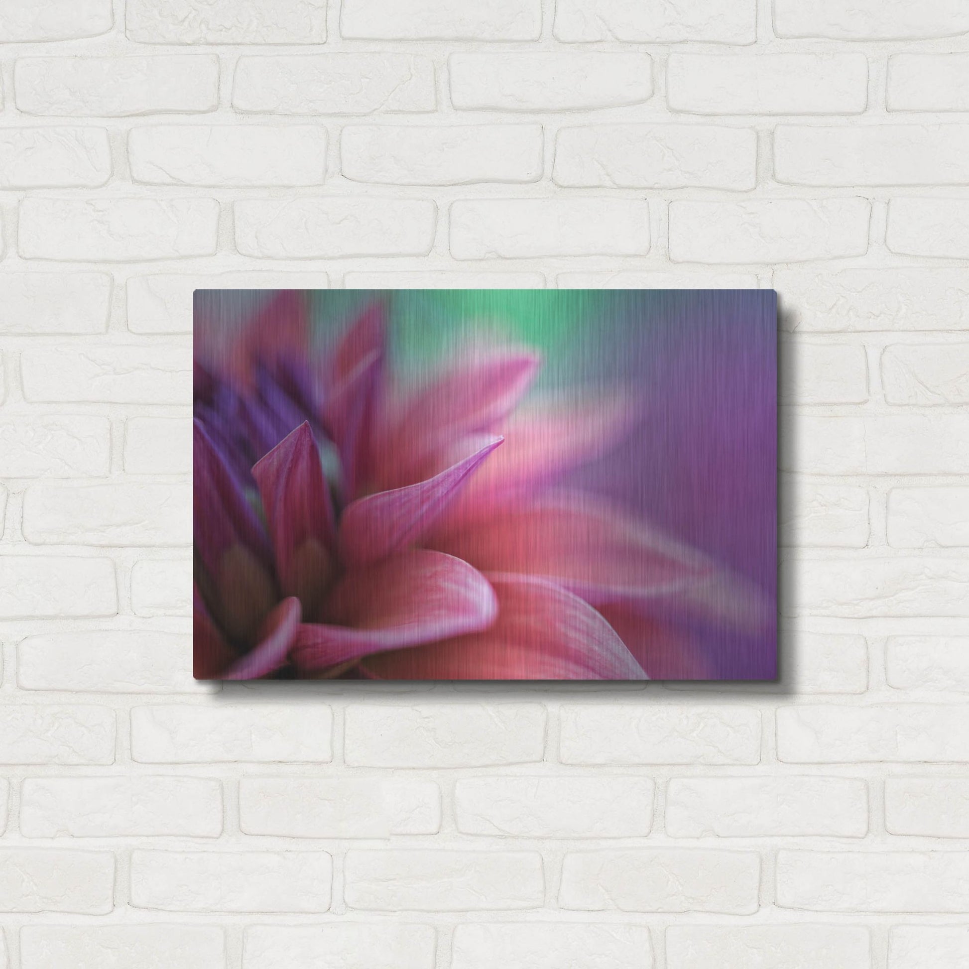 Luxe Metal Art 'Dahlia Petals Pink Purple' by Cora Niele, Metal Wall Art,24x16