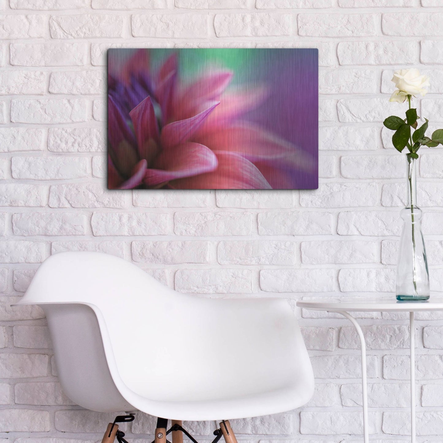 Luxe Metal Art 'Dahlia Petals Pink Purple' by Cora Niele, Metal Wall Art,24x16