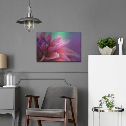 Luxe Metal Art 'Dahlia Petals Pink Purple' by Cora Niele, Metal Wall Art,24x16