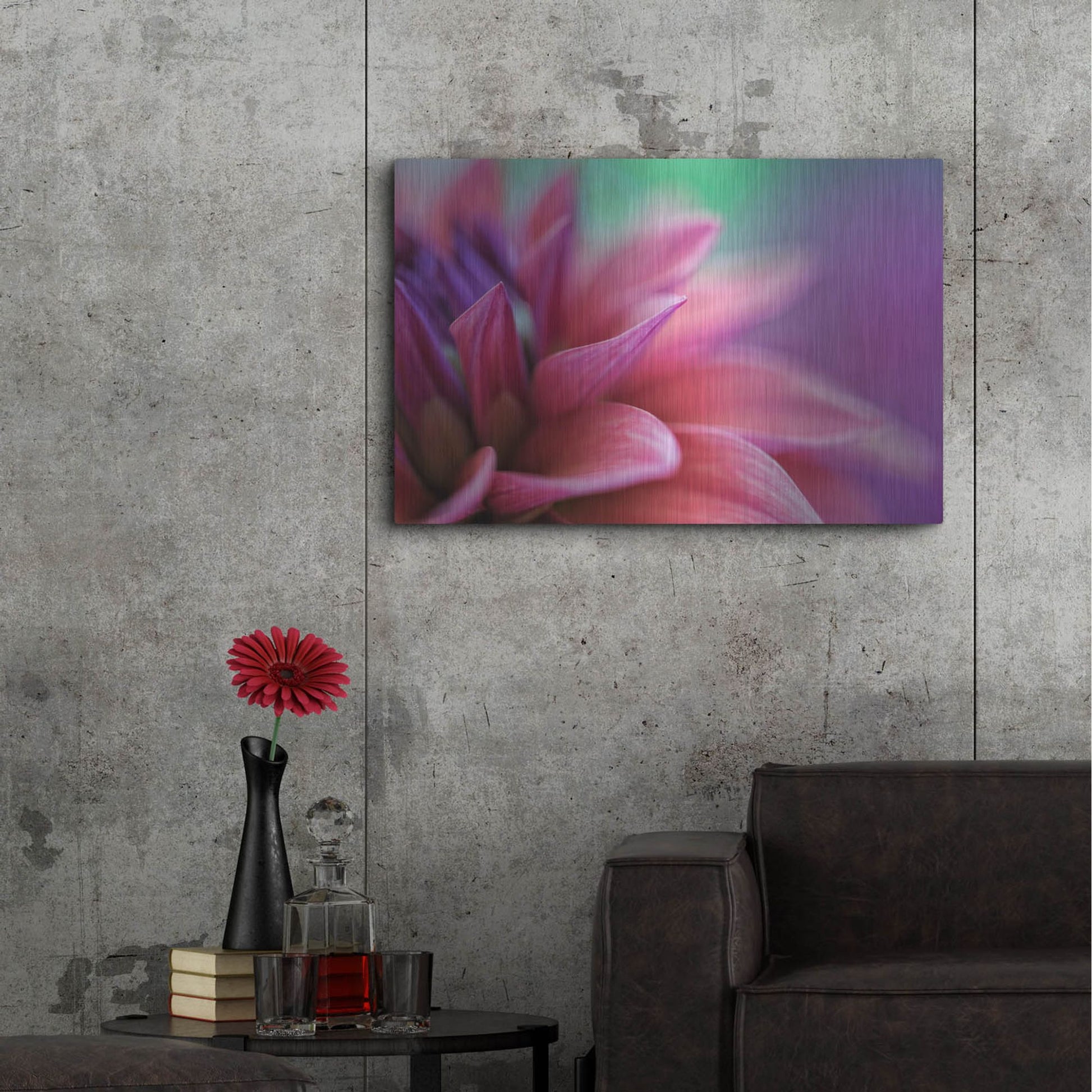 Luxe Metal Art 'Dahlia Petals Pink Purple' by Cora Niele, Metal Wall Art,36x24