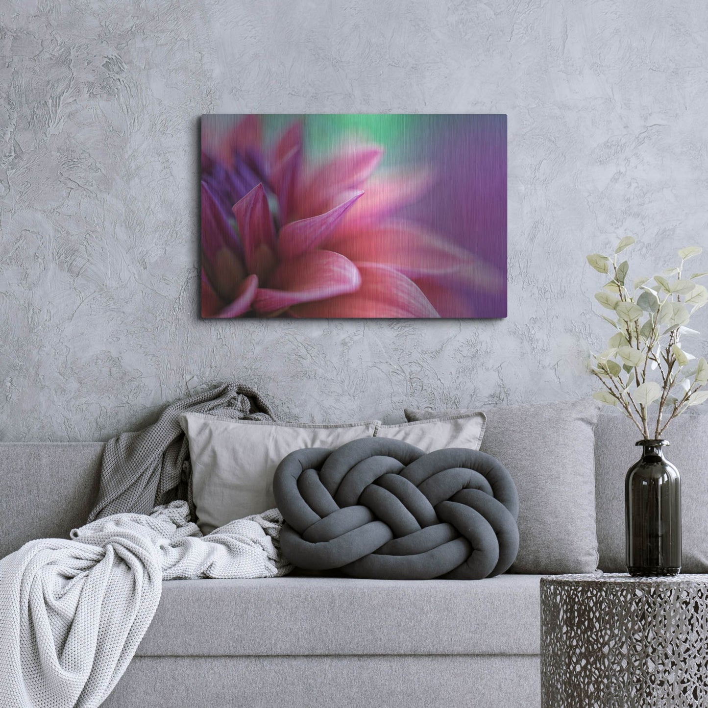 Luxe Metal Art 'Dahlia Petals Pink Purple' by Cora Niele, Metal Wall Art,36x24