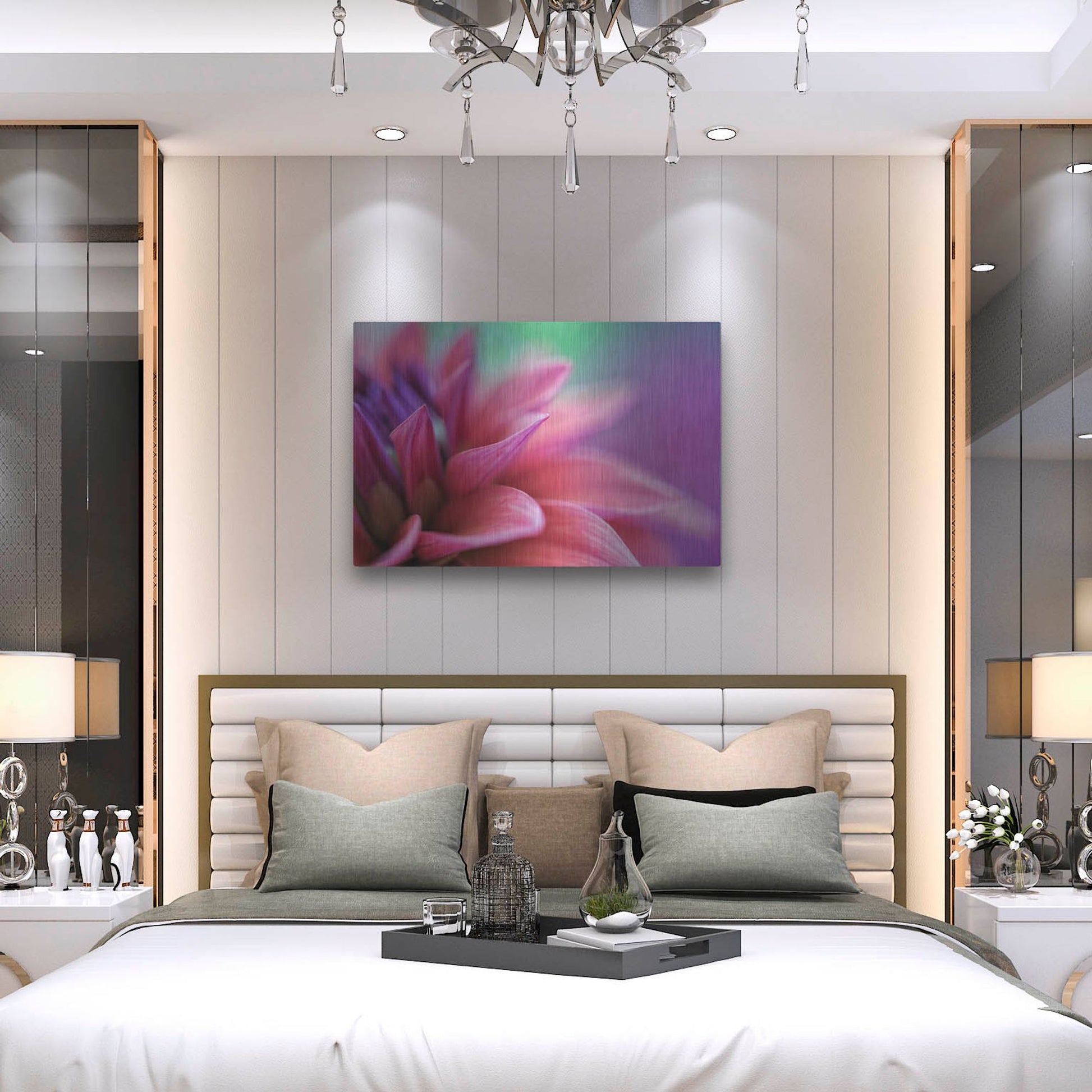 Luxe Metal Art 'Dahlia Petals Pink Purple' by Cora Niele, Metal Wall Art,36x24