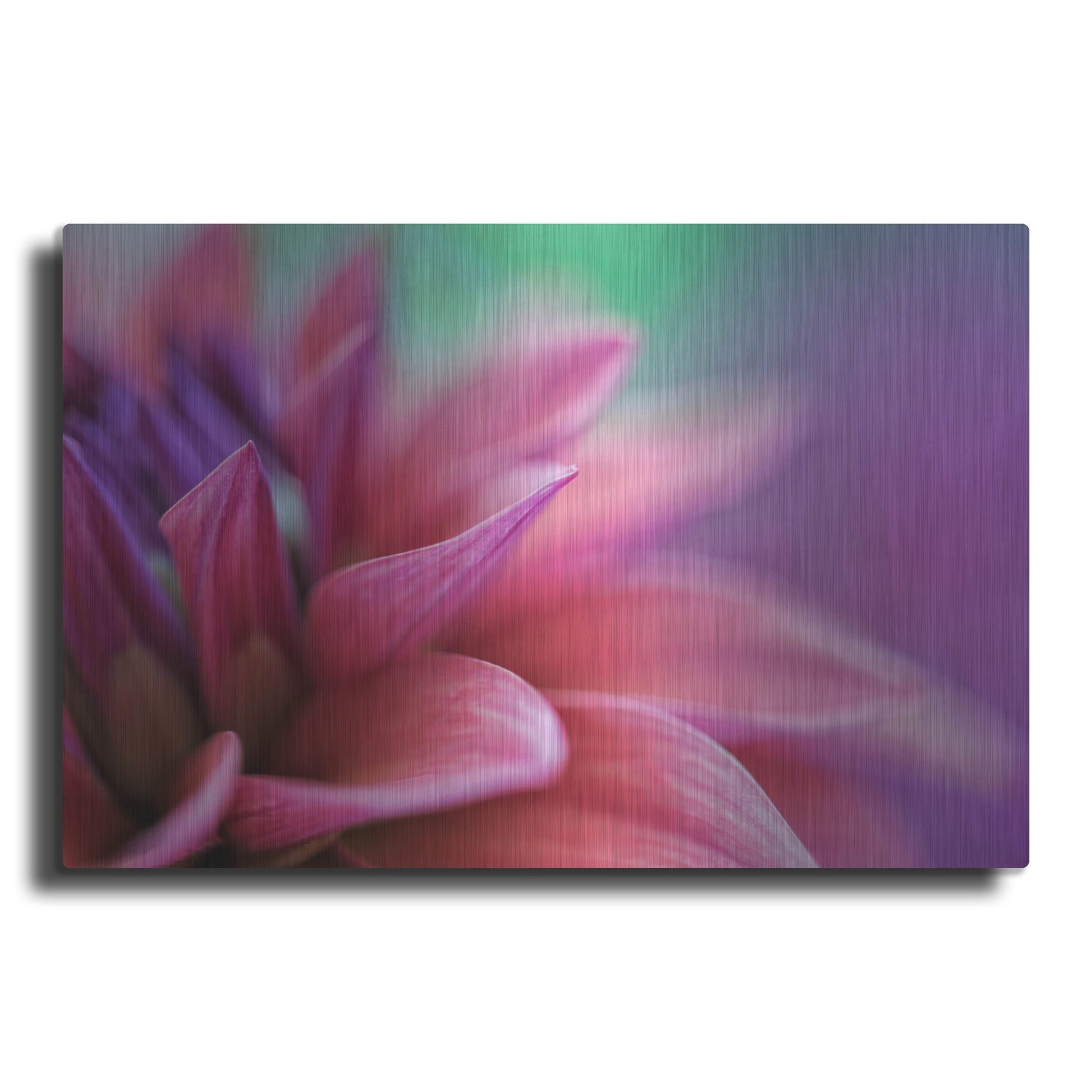 Luxe Metal Art 'Dahlia Petals Pink Purple' by Cora Niele, Metal Wall Art