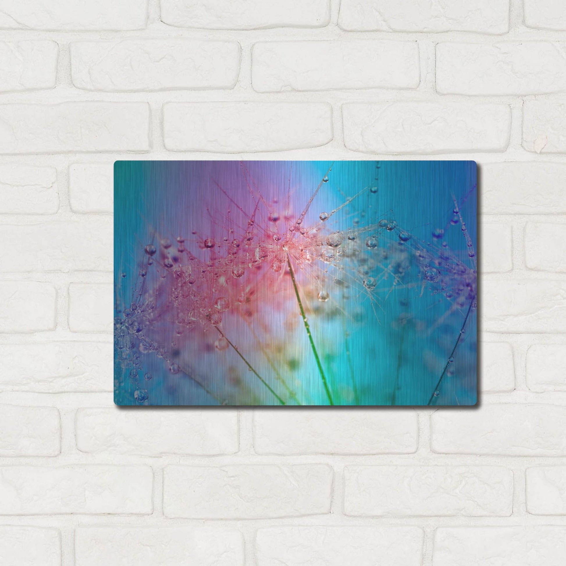 Luxe Metal Art 'Rainbow Droplets' by Cora Niele, Metal Wall Art,16x12