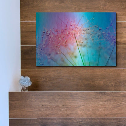 Luxe Metal Art 'Rainbow Droplets' by Cora Niele, Metal Wall Art,16x12