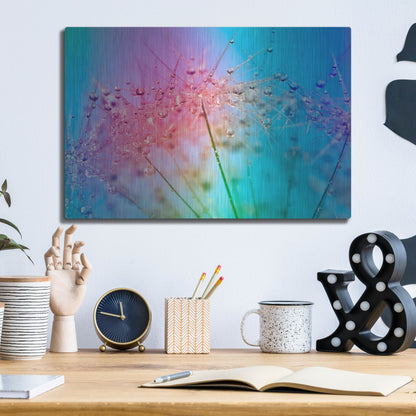 Luxe Metal Art 'Rainbow Droplets' by Cora Niele, Metal Wall Art,16x12