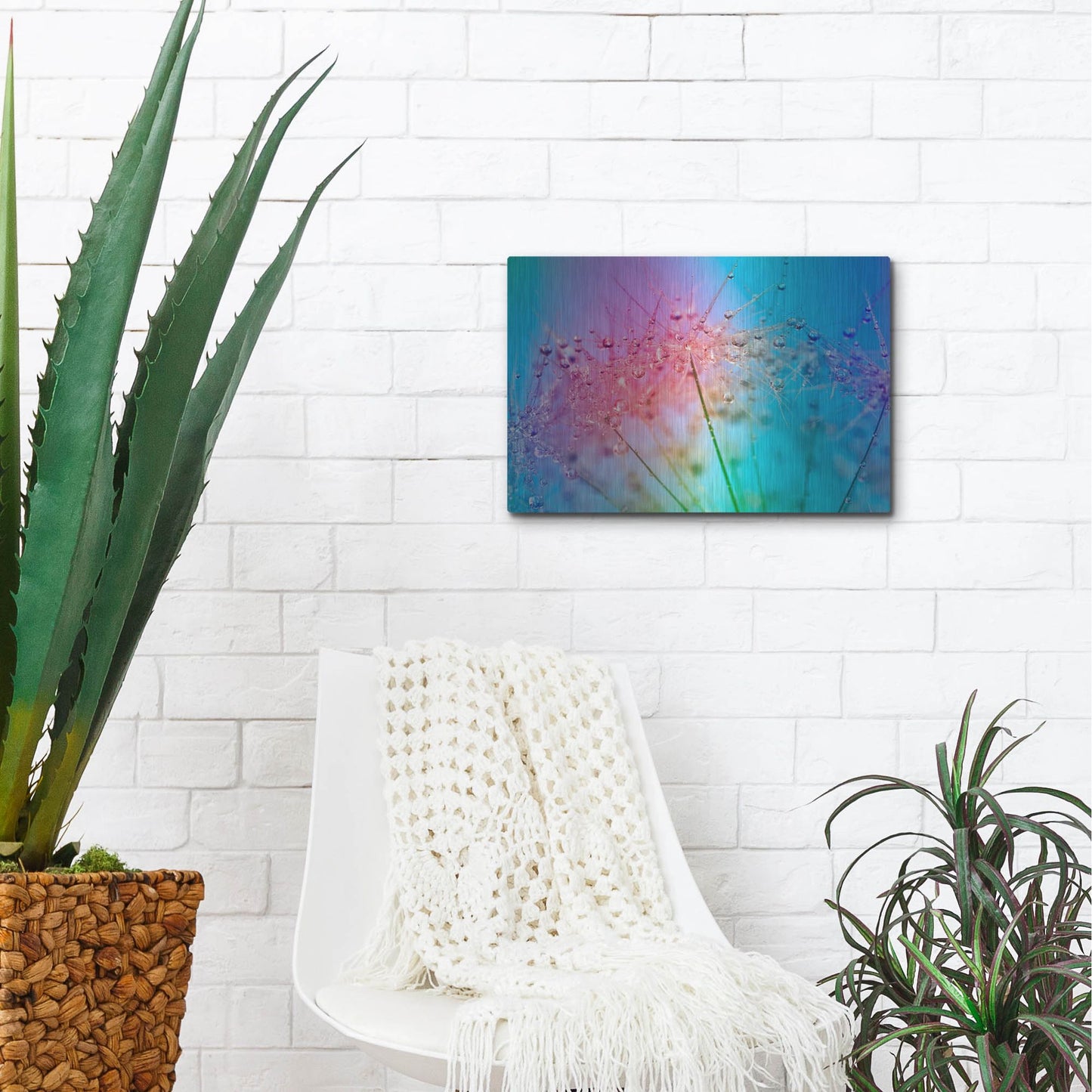 Luxe Metal Art 'Rainbow Droplets' by Cora Niele, Metal Wall Art,16x12