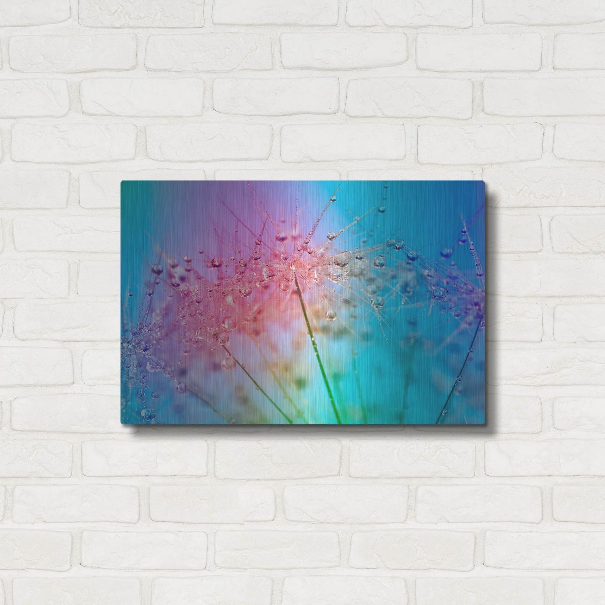 Luxe Metal Art 'Rainbow Droplets' by Cora Niele, Metal Wall Art,24x16