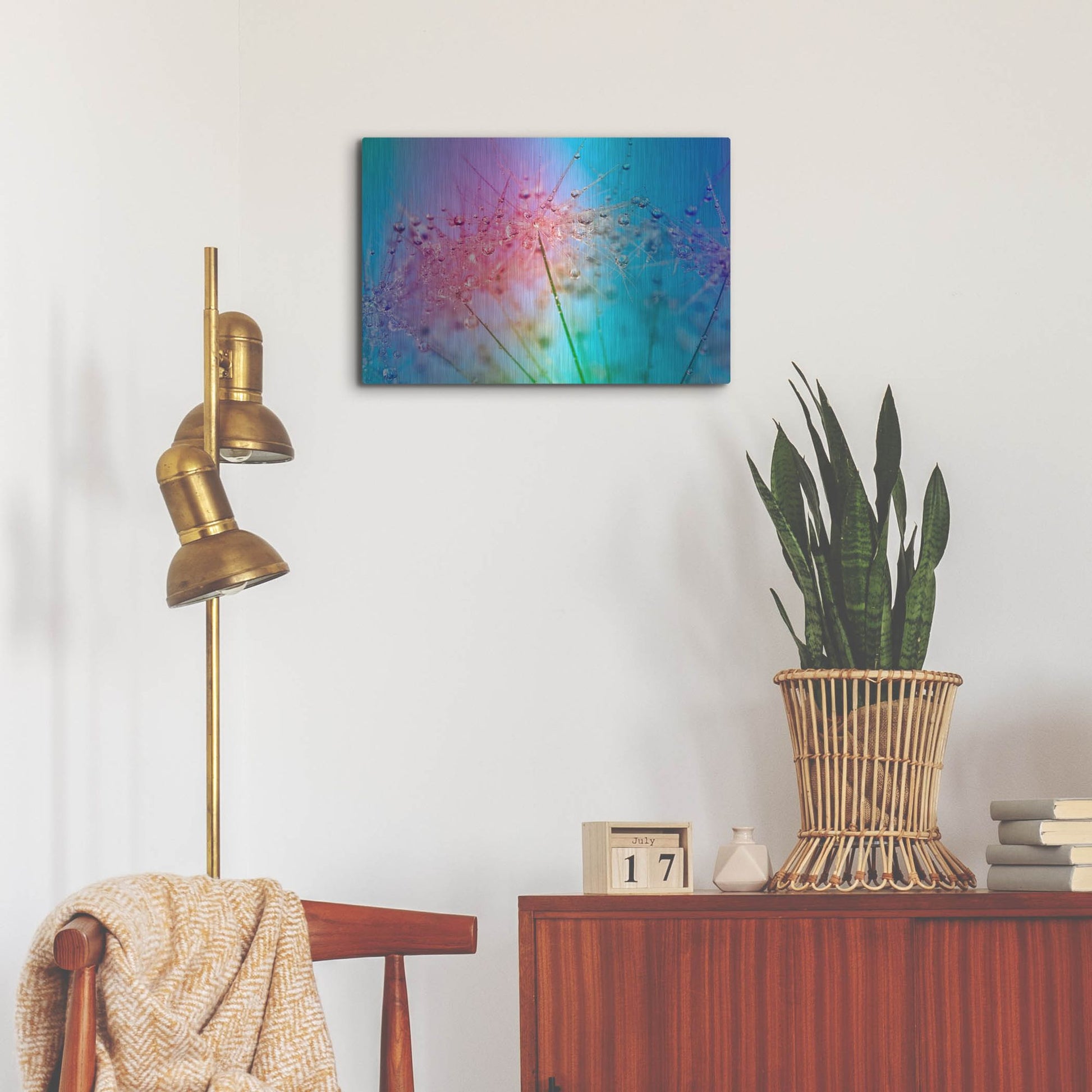 Luxe Metal Art 'Rainbow Droplets' by Cora Niele, Metal Wall Art,24x16