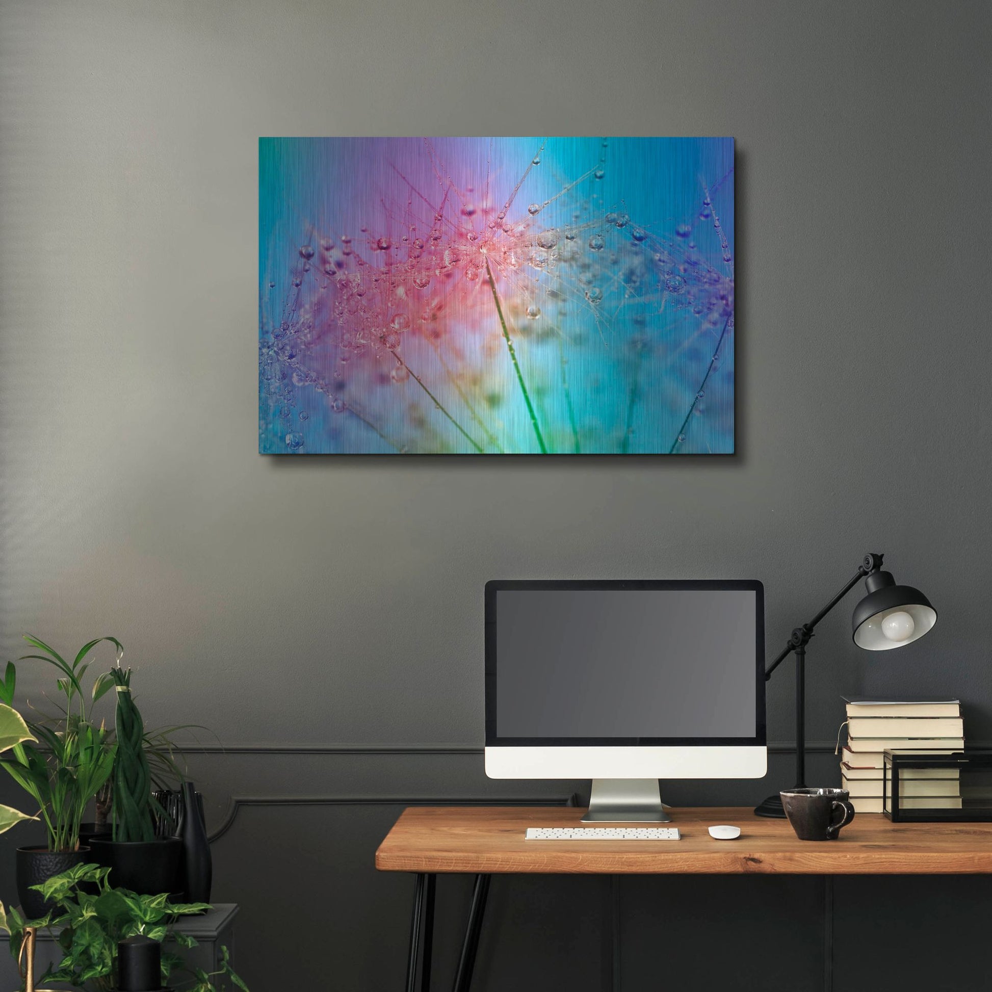 Luxe Metal Art 'Rainbow Droplets' by Cora Niele, Metal Wall Art,36x24
