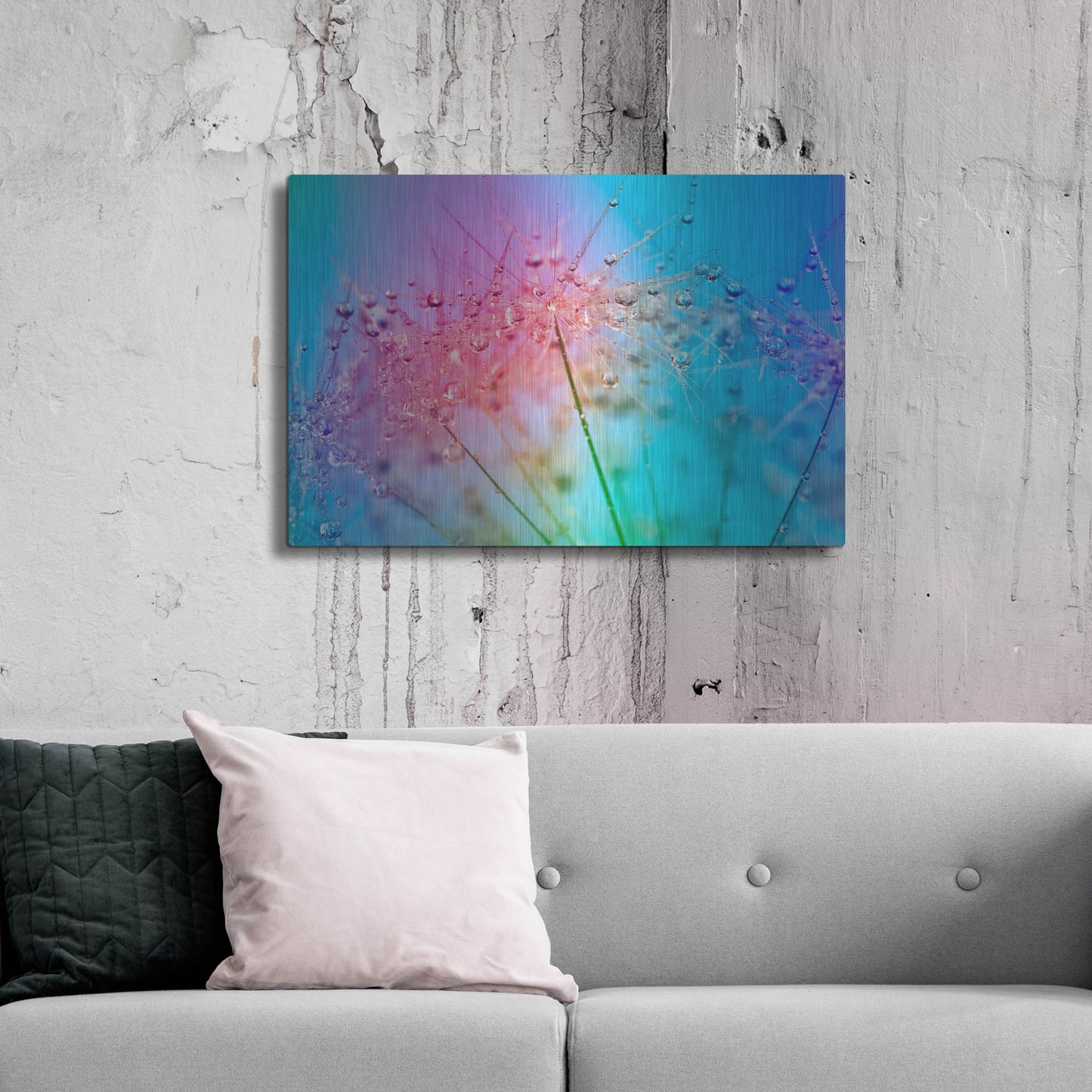 Luxe Metal Art 'Rainbow Droplets' by Cora Niele, Metal Wall Art,36x24