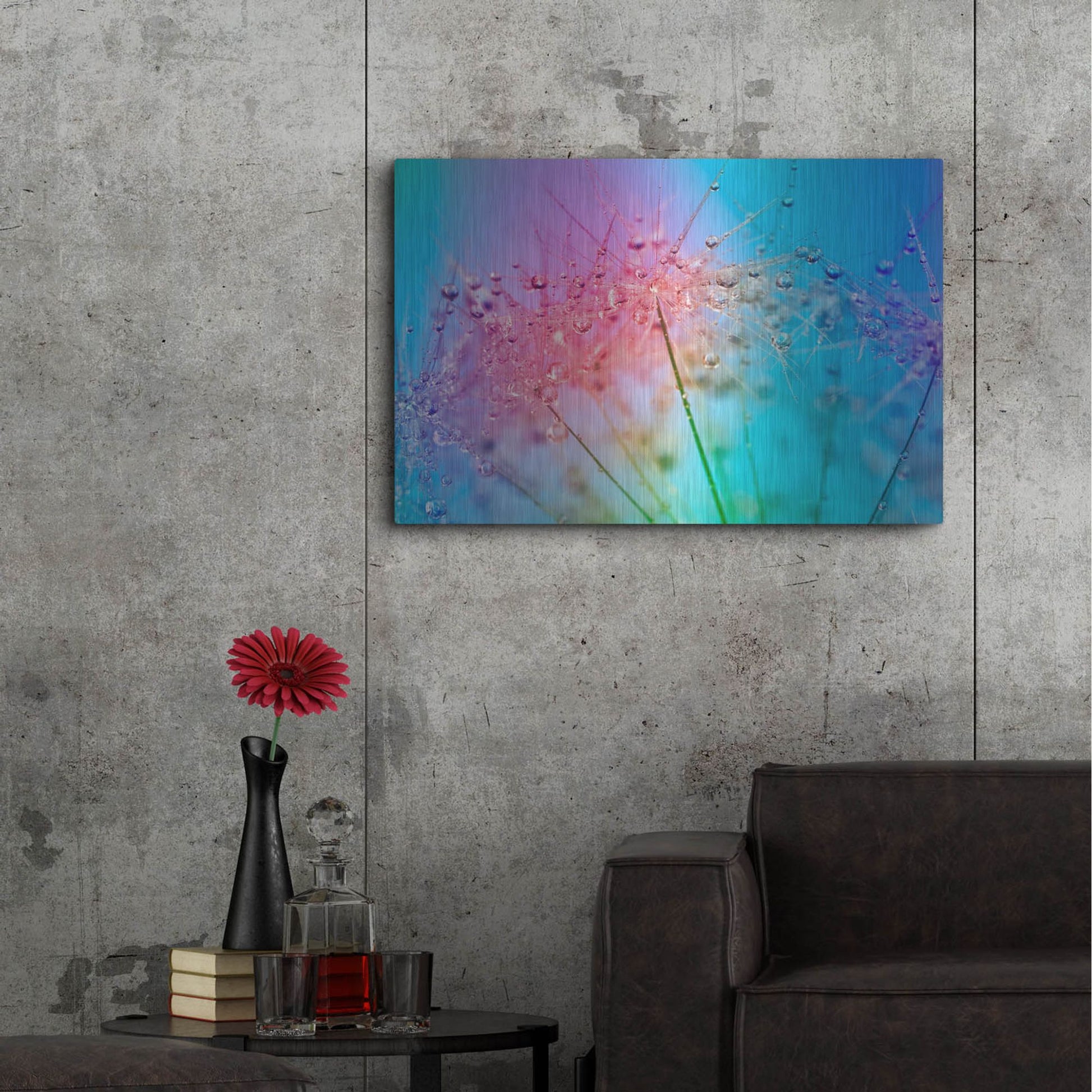 Luxe Metal Art 'Rainbow Droplets' by Cora Niele, Metal Wall Art,36x24