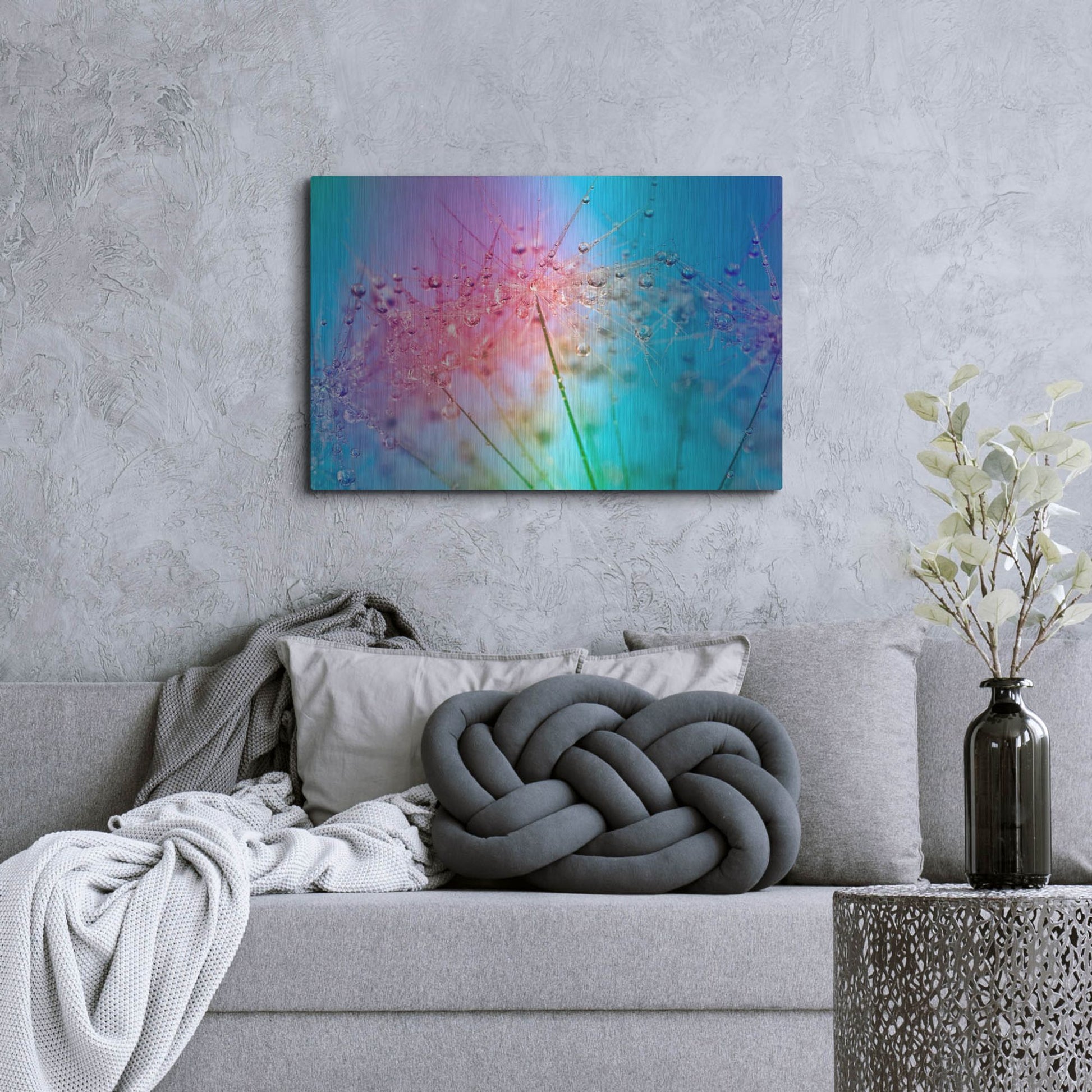Luxe Metal Art 'Rainbow Droplets' by Cora Niele, Metal Wall Art,36x24