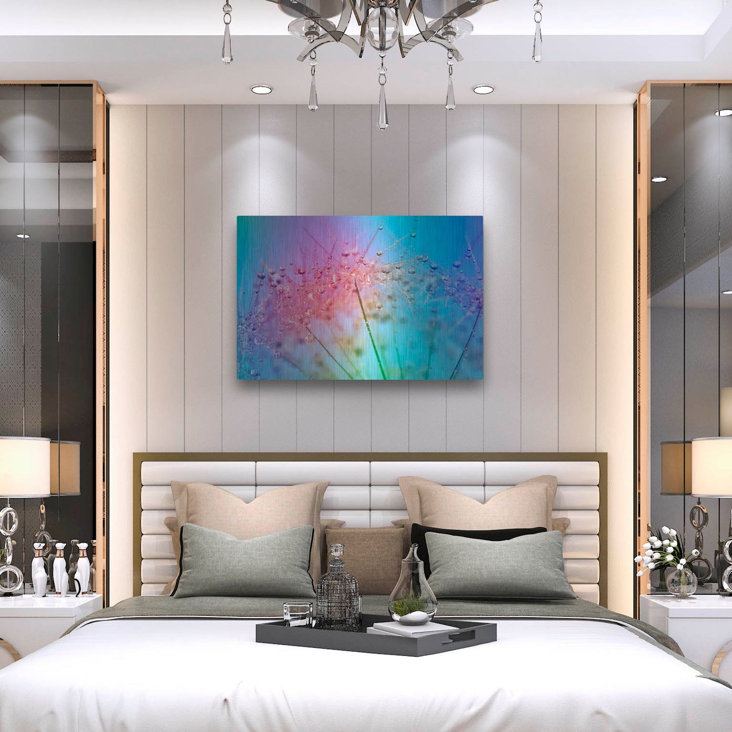 Luxe Metal Art 'Rainbow Droplets' by Cora Niele, Metal Wall Art,36x24